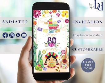 Mexican birthday Video Invitation, Animated Mexican Birthday invitation, Mexican Theme Video Invite, any age, also Spanish version.