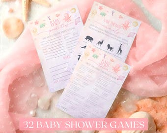 Coastal Baby Shower Games Bundle, Editable Activities (Digital Download)