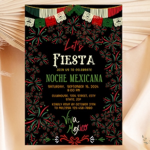 Mexican Fiesta Invitation Template, Editable Mexican National Holiday Invite, Printable Lest Fiesta Evite, 3 sizes, PDF digital download