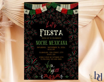 Mexican Fiesta Invitation Template, Editable Mexican National Holiday Invite, Printable Lest Fiesta Evite, 3 sizes, PDF digital download