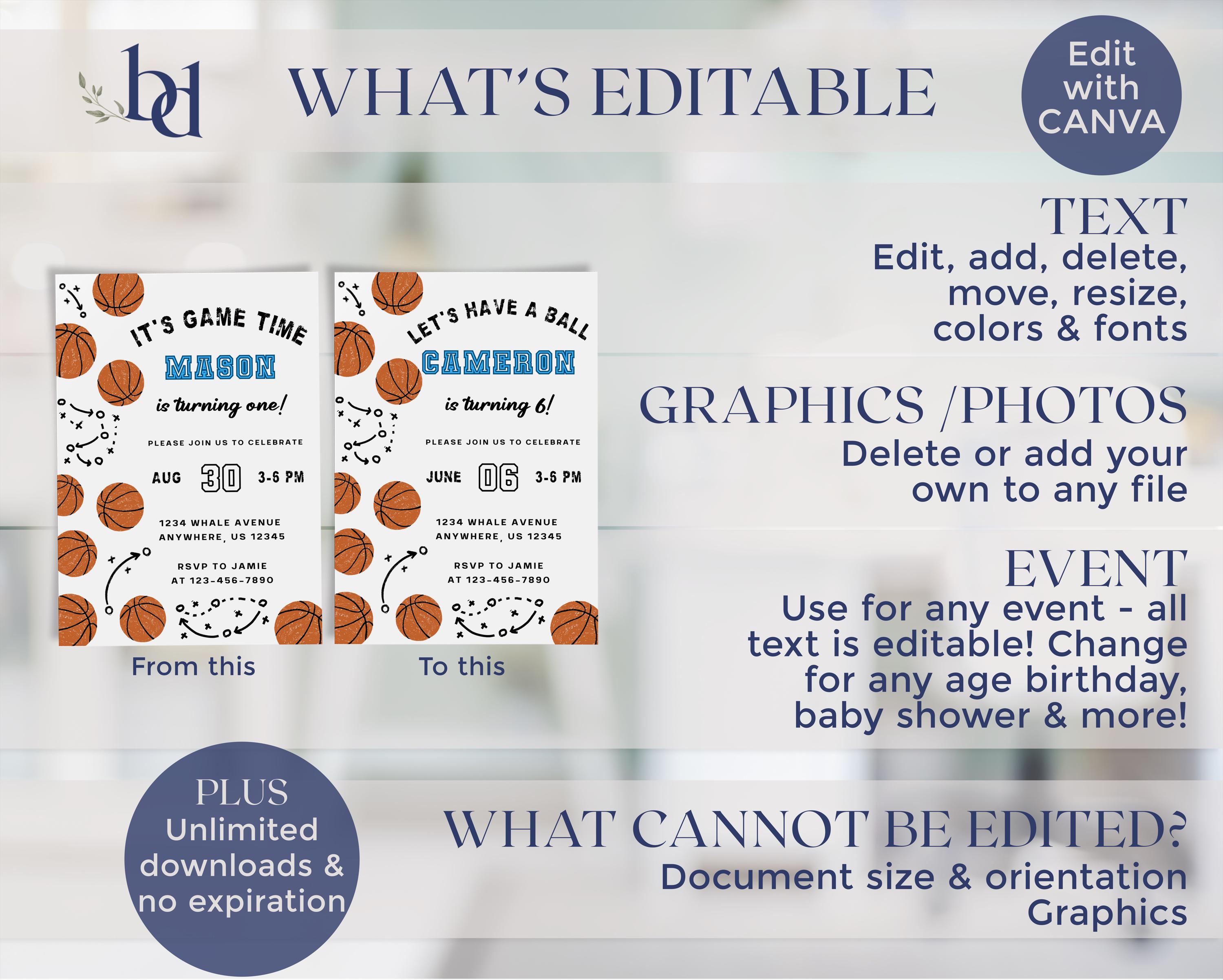 Basketball Thank You Card Template, Printable & Editable Sports 1st ...
