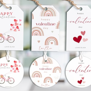Happy Valentines Day Tags druckbar und bearbeitbar, Valentinstag Geschenkkartenvorlage, Valentinstag Austausch Favor Tags, 3 Designs Digital Download