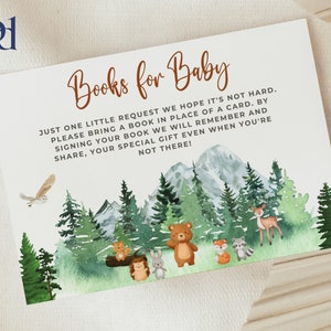Woodland Books For Baby Template, Book for Baby Animals Baby Shower Theme, Editable & Printable Baby Shower Supplies, Digital Download