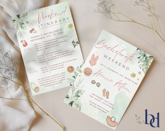 Weekend Bachelorette Party Invitation Template, Printable & Editable Bridal Shower Invite, Weekend Itinerary, Digital Download