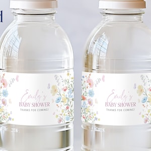 Baby in bloom Water Bottle template, Flowers Baby Shower Water Label, Printable & Editable Wildflower Baby Shower Supplies, Digital Download