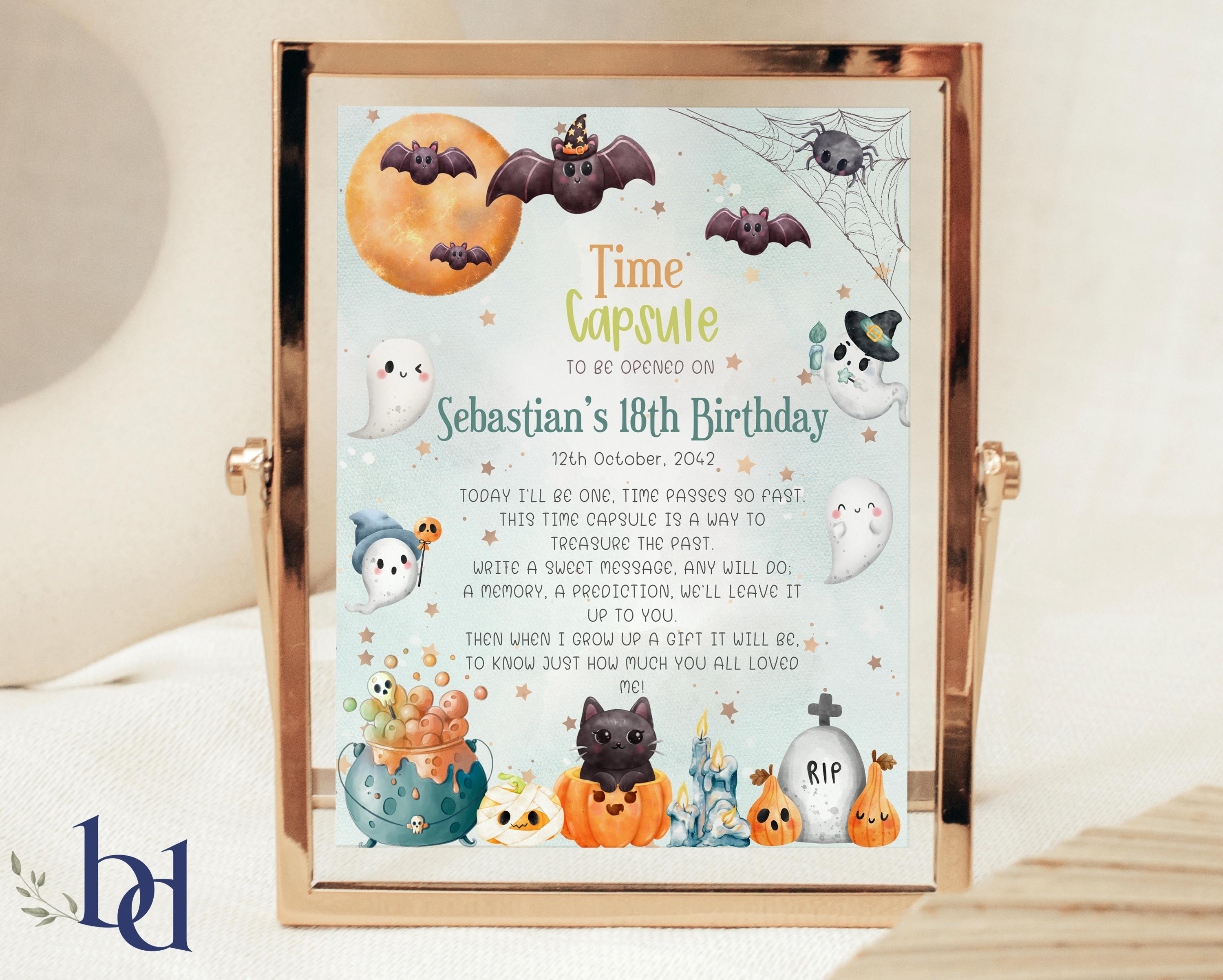Hey Boo 1st Birthday Boy Time Capsule Template, Baby First