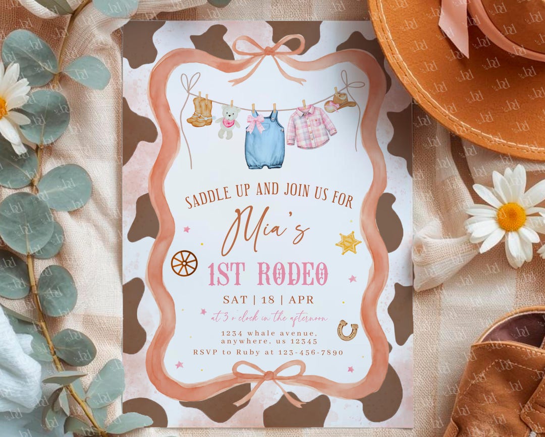 My First Rodeo Birthday Invitation Template, Editable & Printable ...