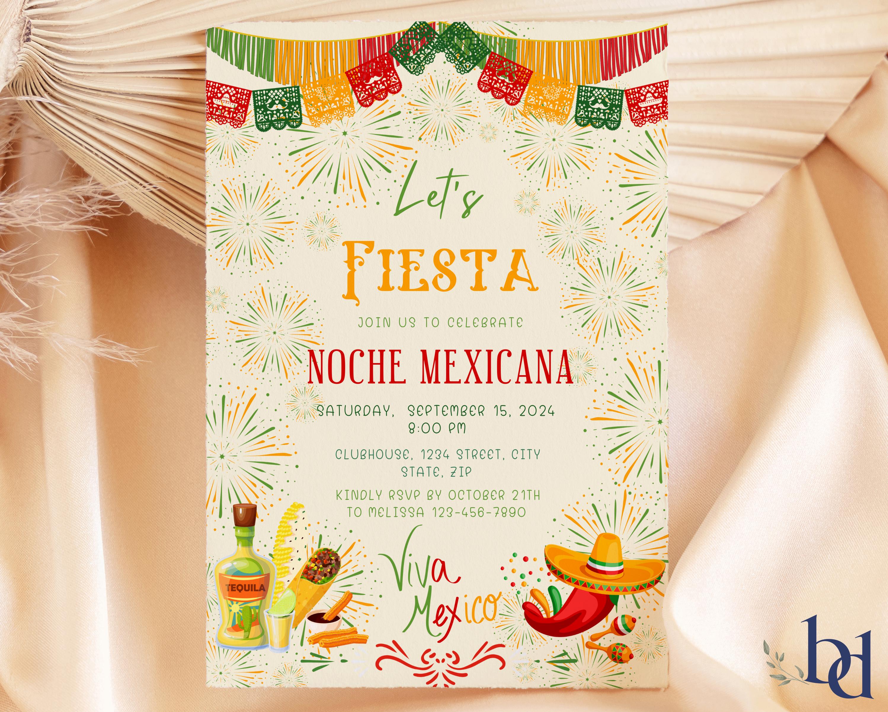 Editable Lest Fiesta Invitation Template, Mexican National Holiday Invite, Printable & Custom Mexican Party Evite, 3 sizes, Digital download