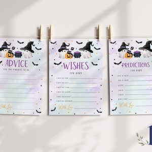 Petit modèle de conseils pour la douche Boo, prédictions de shower de bébé fantôme mignon, voeux de shower de bébé Halloween imprimable et modifiable, téléchargement numérique