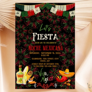 Lest Fiesta Mexicana Invitation, Custom Mexican National Holiday Invite, Printable & Editable template Evite, 3 sizes, PDF digital download