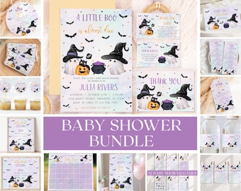 Lot d'invitations pour baby shower Little Boo Ghost (téléchargement numérique)