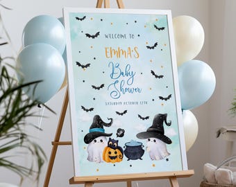 Little Boo Halloween Baby Shower Welcome Sign Template (Digital Download)