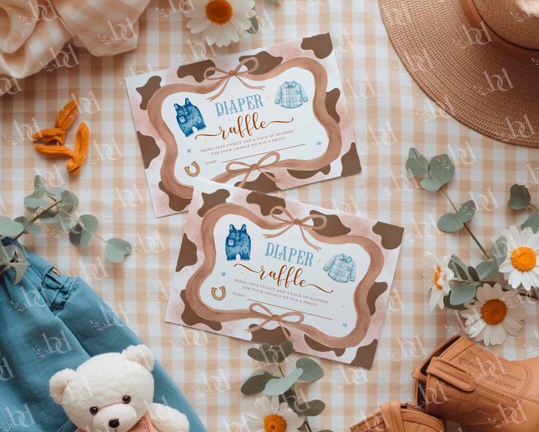 Nappy Raffle Highlander A Little Cowboy Diaper Raffle Template, Editable & Printable Rodeo ...