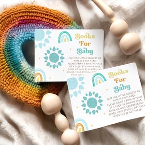 Here Comes The Son Books For Baby-kaartsjabloon, bewerkbare en afdrukbare boekverzoekkaart, zomerse babyshowerspellen, 2 maten, digitale download
