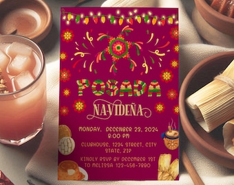 Posada Navideña Invitation Template, Editable & Printable Mexican Family Christmas Reunion Invite, 3 sizes, PDF Digital Download