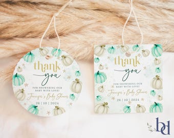 Little Pumpkin Baby Shower Thank You Tags, Fall Theme (Digital Download)