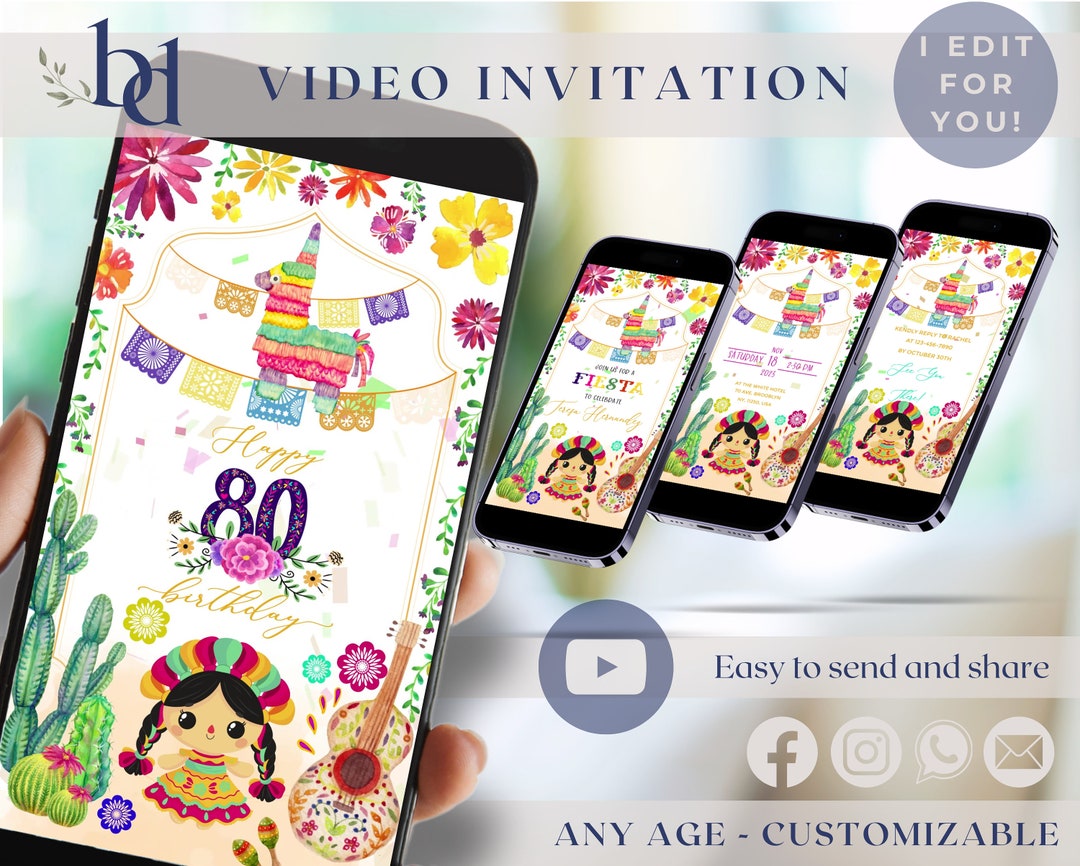 Mexican Birthday Video Invitation, Animated Mexican Birthday Invitation ...