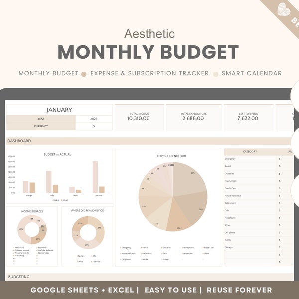 Aesthetic Excel Spreadsheet Etsy