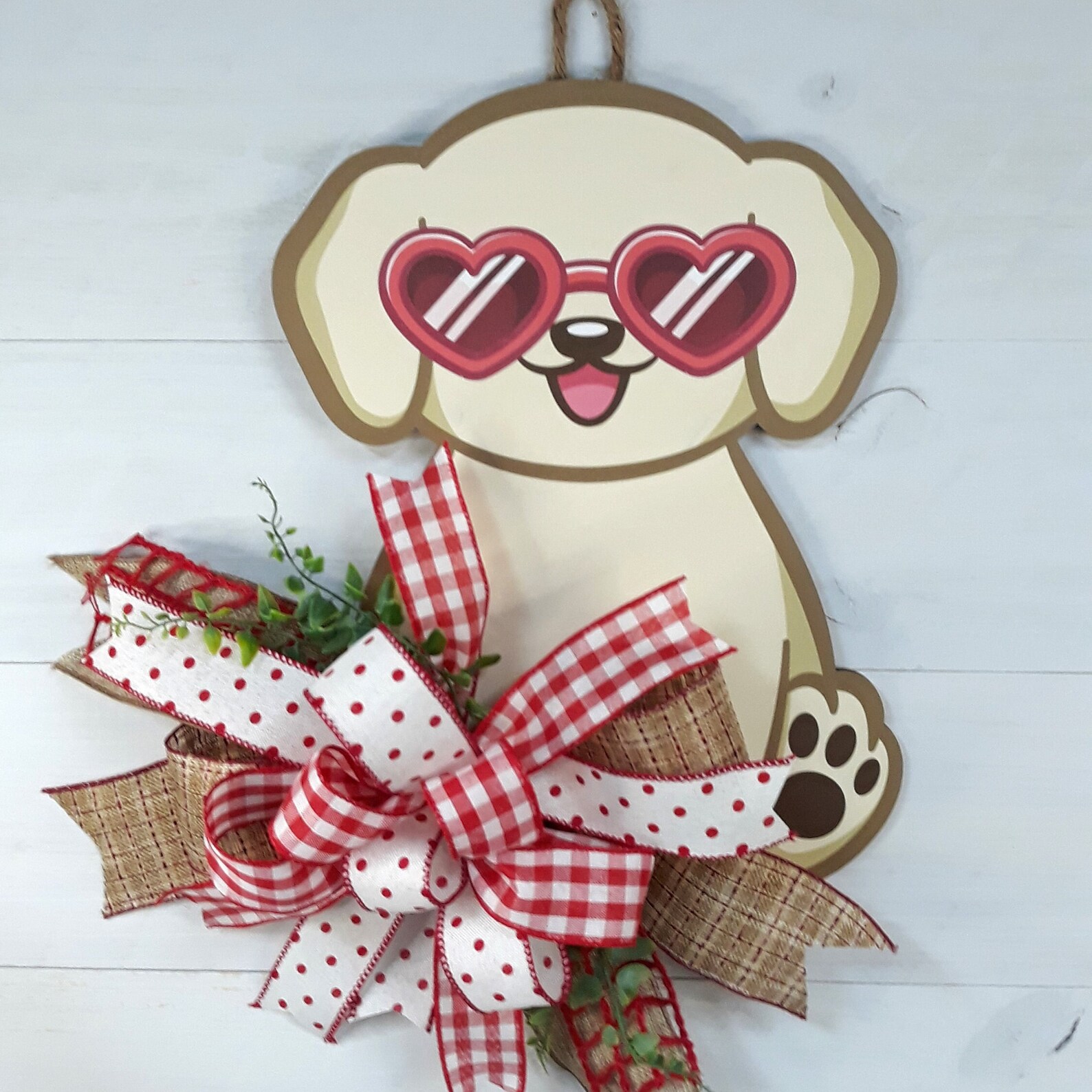Handcrafted Door Dog Decor, Dog Door Hanger, Wood Dog Door Hanger, Red ...