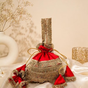Rode bruidspotli-tas met zari-franje kwastjes | Handtas Indiase bruiloft clutch