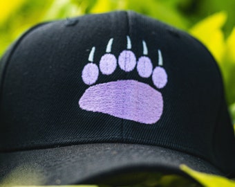 Embroidered bearpaw cap, embroidered baseball cap, embroidered bearpaw hat, Bear-paw hat, paw-print cap, embroidered dad hat, baseball hat,