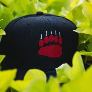Embroidered bearpaw cap, adjustable snapback, embroidered flat bill hat, Bearpaw, paw print hat, embroidered snapback cap, snapback hat