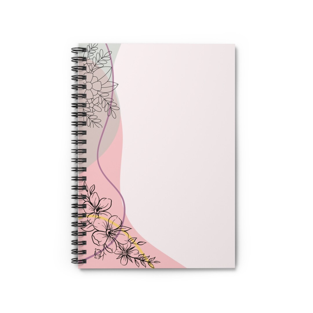 Pastel Colors Simple Flowers Outline Spiral Notebook - Ruled Line - Etsy