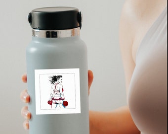 Iron Mom Kiss Vinyl Sticker Empowering Fitness Mom Aufkleber rot, weiß und blau