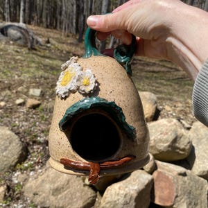 Handmade Ceramic Birdhouse – Wheel-Thrown Pottery, Whimsical Garden Décor