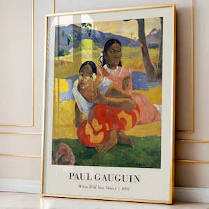 Gauguin Poster | Paul Gauguin Wall Art | Vintage Tropical Poster | Eclectic Home Decor | When Will You Marry Painting | Fine Art Poster