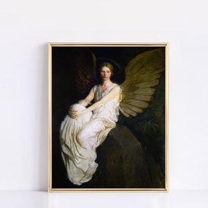 Stevenson Memorial c. 1903 | Abbott Thayer Wall Art | Vintage Angel Art | Spiritual Paintings | Heavenly Home Decor | Fine Art Academia