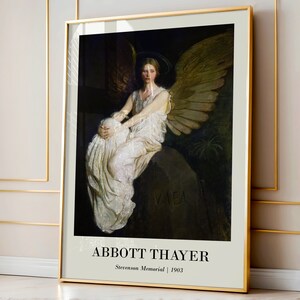 Stevenson Memorial c. 1903 | Abbott Thayer Wall Art | Vintage Wall Art | Angel Wall Art | Neutral Wall Art | Cozy Wall Art | Fine Art Prints