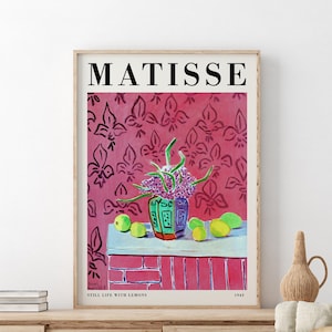 Poster Henri Matisse / Arte da parete Matisse / Decorazioni per la casa colorate / Stampe artistiche / Natura morta con fiori e limoni Pittura / Poster d&#39;arte