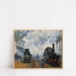 Arrival of the Normandy Train c. 1877 | Claude Monet Wall Art | Famous Paintings | Vintage Train Wall Art | Fine Art Academia Decor