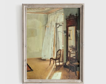 Balkonzimmer c. um 1845 | Adolph von Menzel Wandkunst | Berühmtes Gemälde | Vintage Schlafzimmer Kunst | Vintage Fenster Licht Kunst | Fine Art Academia