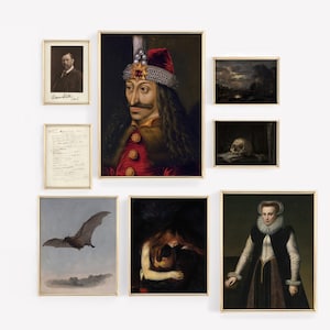 Vintage Vampire Paintings Set of 8 c. 1500 - 1800 | Famous Fine Art | Vintage Halloween Set | Gothic Vampire Wall Art | Dark Academia Decor