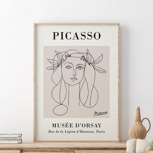 Pablo Picasso Poster | Pablo Picasso Wall Art | Neutral Home Decor | Beige Prints | Sketch of a Woman | Fine Art Poster