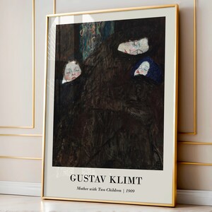 Gustav Klimt Poster | Gustav Klimt Wall Art | Vintage Portrait | Eclectic Home Decor | Mother with Two Children Painting | Fine Art Poster