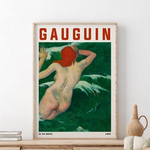 Gauguin Poster | Paul Gauguin Wall Art | Vintage Ocean Poster | Eclectic Home Decor | In The Waves Painting | Fine Art Poster