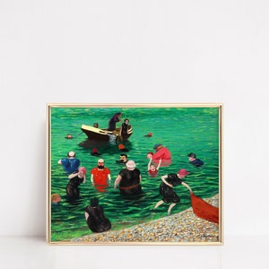La Baignade a Etretat c. 1899 | Felix Vallotton Wall Art | Vintage Painting | Swiss-French Fine Art | Gift for Parisian Art & Antique Lovers