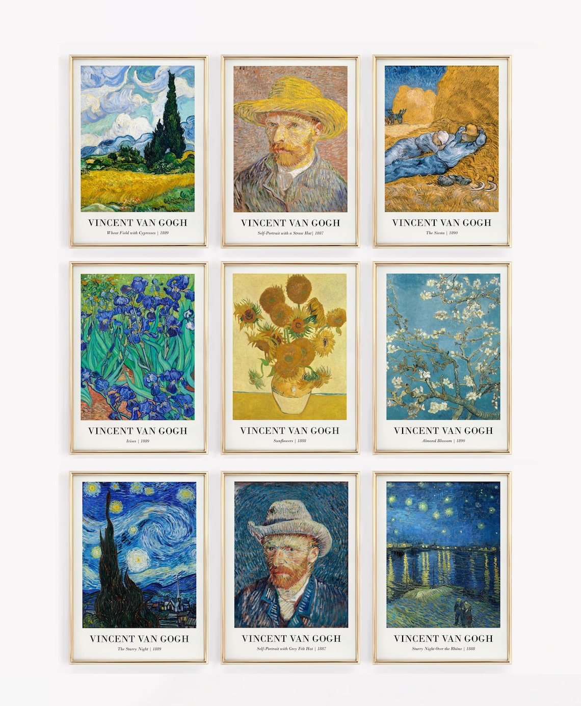 Van Gogh Posters Set of 9 Vincent Van Gogh Wall Art Vintage Poster ...