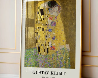Póster de Gustav Klimt / Pósteres vintage de paisajes oníricos con mosaico de pan de oro / Decoración neutra para el hogar / Lámina del Museo El Beso / Póster de bellas artes