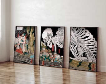 Takiyasha the Witch and the Skeleton Spectre | Vintage Utagawa Kuniyoshi Ghost Wall Art | Japanese Edo Period Ukiyo-e Wall Art | Fine Art