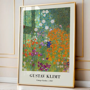 Gustav Klimt Poster | Gustav Klimt Wall Art | Vintage Flower Art Poster | Eclectic Home Decor | Cottage Garden Painting | Fine Art Poster
