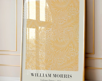 Diseño de espuela de caballero c. 1872 / Póster vintage de algodón con estampado floral de William Morris / Decoración neutra para el hogar / Póster de museo con estampado botánico / Bellas Artes