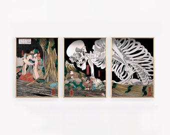 Takiyasha the Witch and the Skeleton Spectre c. 1844 | Utagawa Kuniyoshi Wall Art | Vintage Halloween Art | Japanese Fine Art Printable