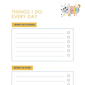 Everyday I... Children&#39;s Daily Routine Printable