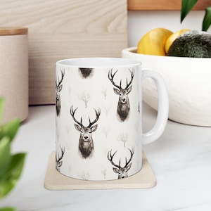 Deer Mug Deer Coffee Mug for Hunter Gift for Dad Coffee Mug Gift White-Tailed Deer Coffee Mug Ceramic Mug 11oz