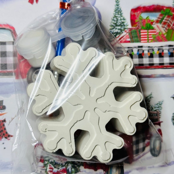 Ready to paint party bags | Snowflake Plaster Craft Party Favor | Snowflake Painting Craft | Christmas | Winter Snowflake |Stocking Stuffers