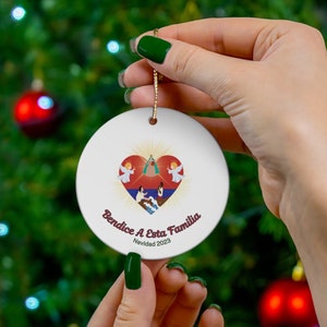 Virgen de La Caridad  Bendice A Esta Familia  Our Lady of Charity Navidad 2023 Ceramic Ornament, Circle and Snowflake Shapes